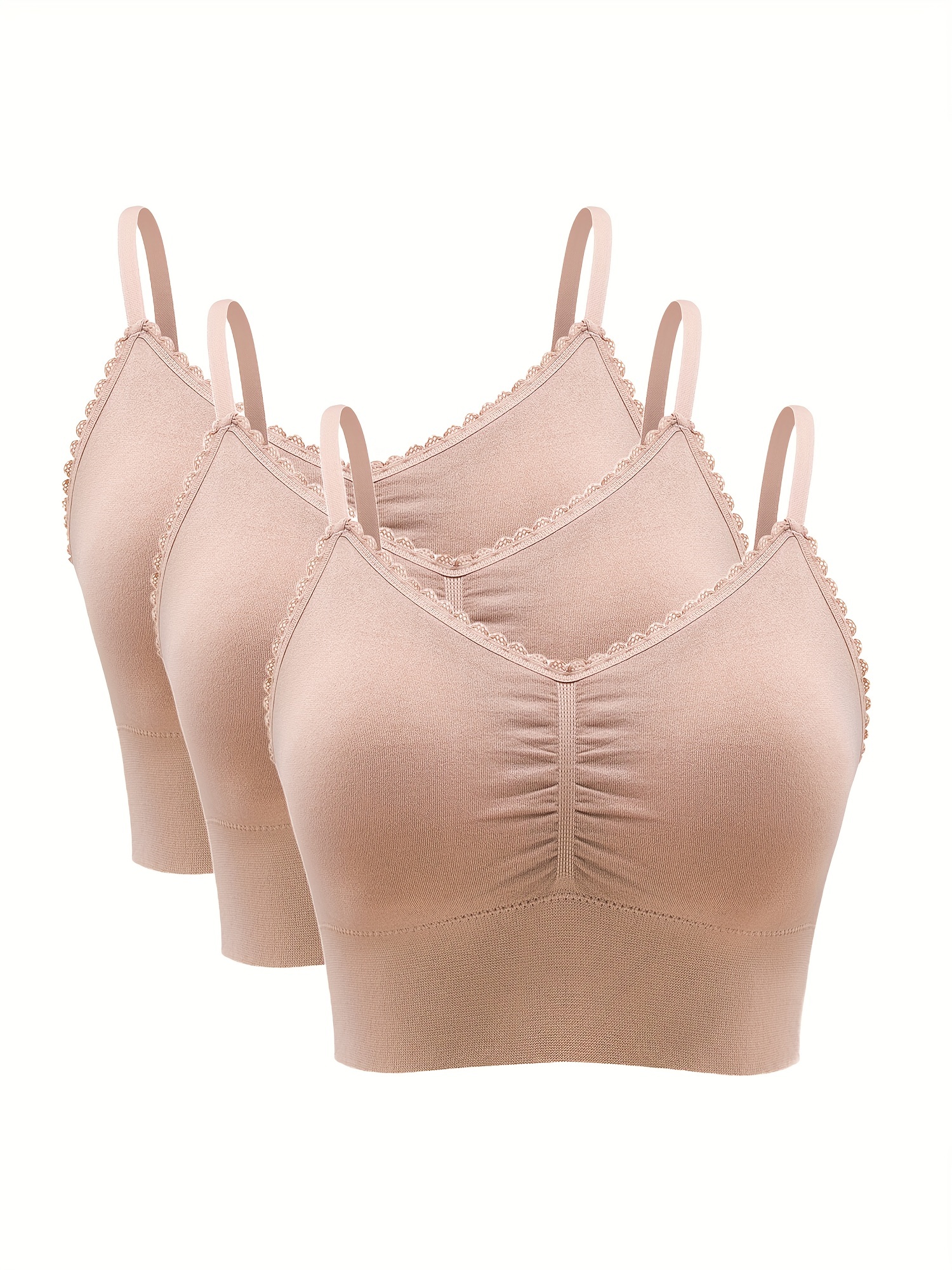 Plus Size Casual Bra Set Women's Plus Solid Ruched Wireless - Temu