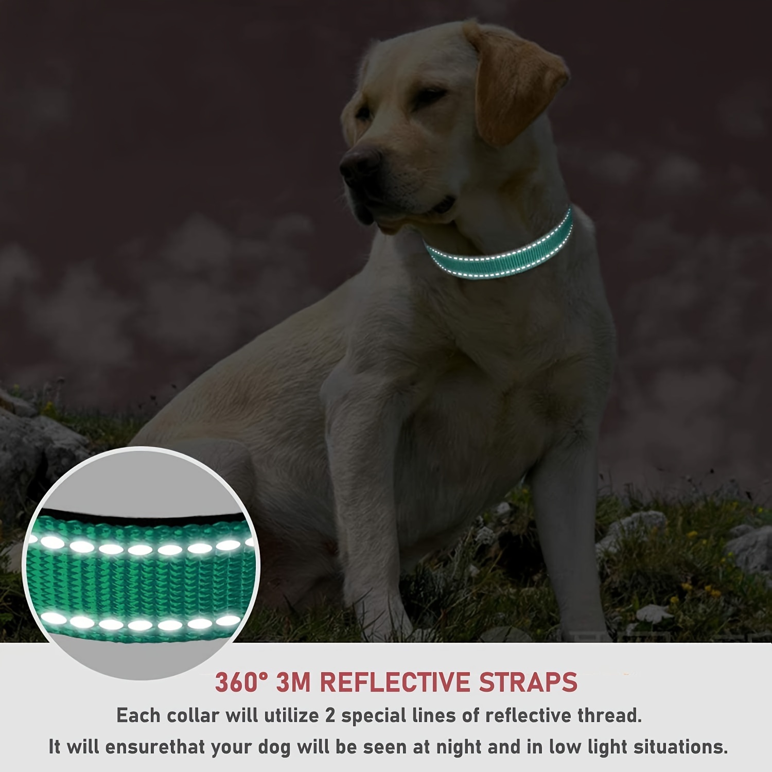 Reflective Striped Dog Collar Adjustable Strong Dog Nylon - Temu