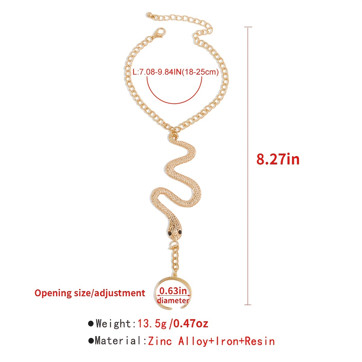 Gothic Exaggerated Snake Link Bracelet for Women