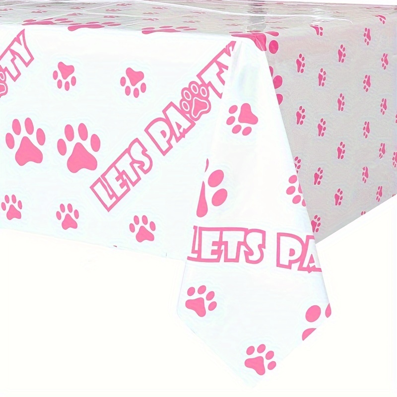 

1pc, Pink Puppy Dog Pet Paw Print Tablecloth, Cat Pet Paw Table Cover For Paw Party Supplies, Dog Animal Print Theme Birthday Party Decorations, Cat Theme Birthday Party Decoration