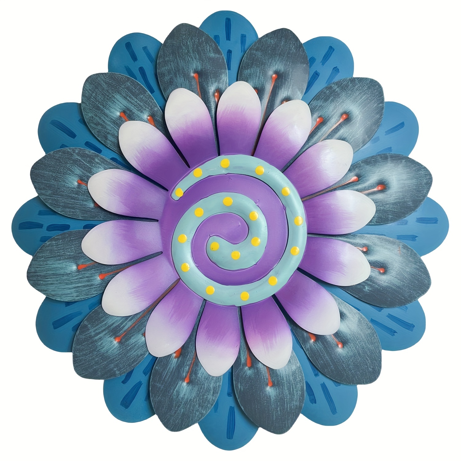Creative Metal Flower Wall Decor, Blue Purple Metal Wall Art Decorative