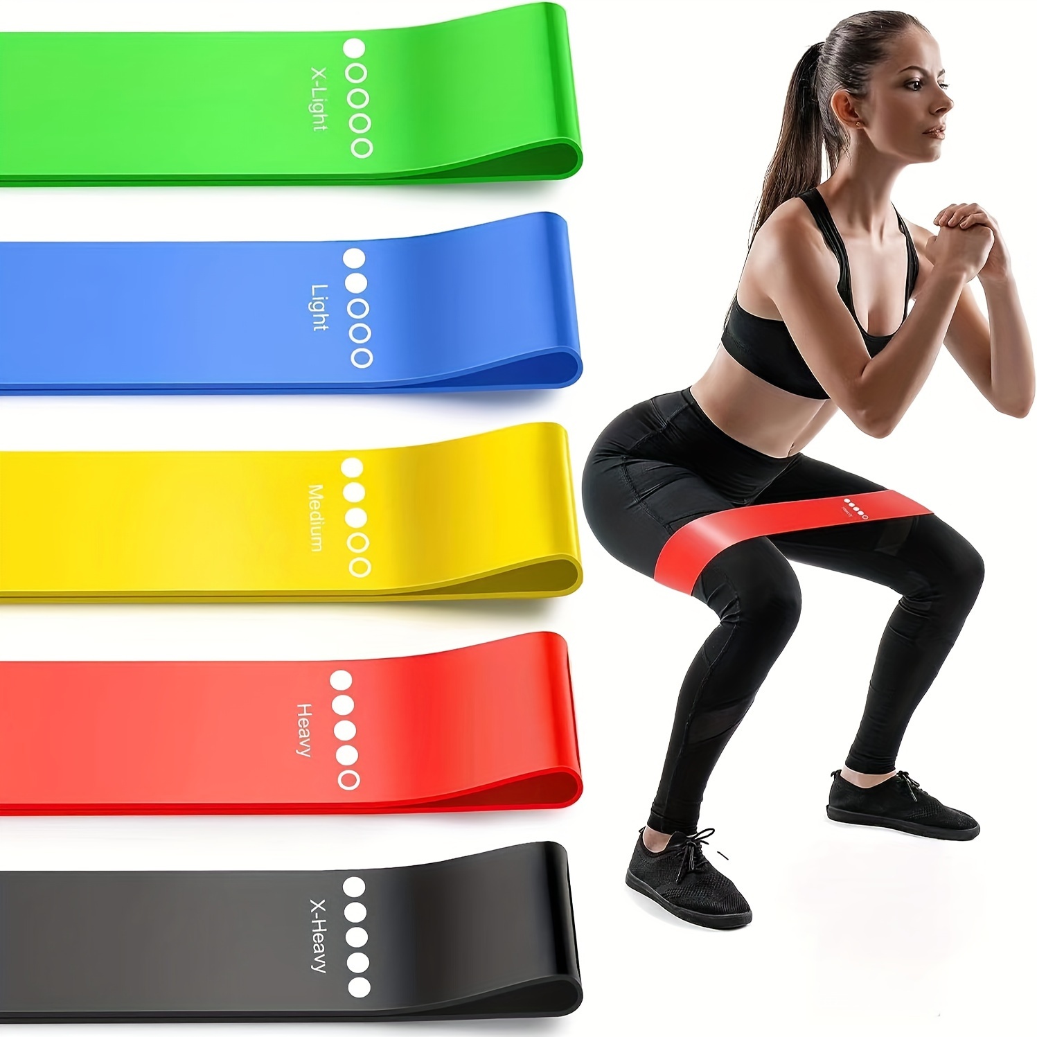 5pcs Resistance Bands, Exercise Workout Bands, Stretching Bands For Booty &  Legs, Elastic Resistance Bands For Full Body Workouts - Portable Fitness T