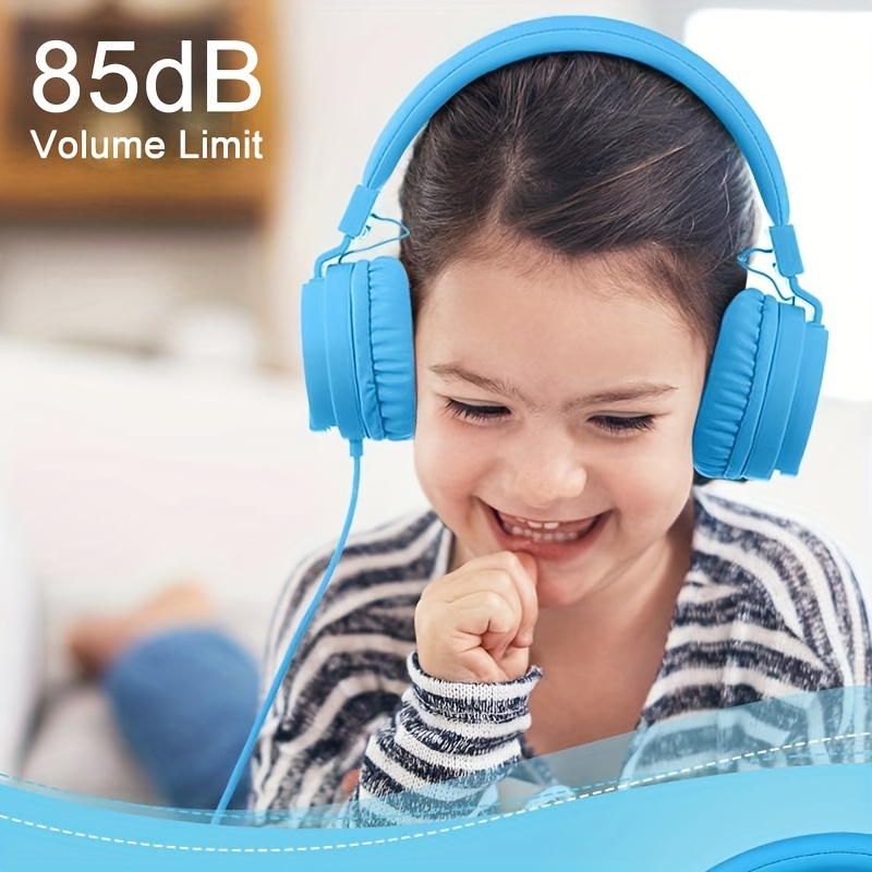 Auriculares para niños con micrófono, auriculares sobre la oreja para  niños, límite de volumen seguro de 85/94 dB, función de compartir, sonido  HD