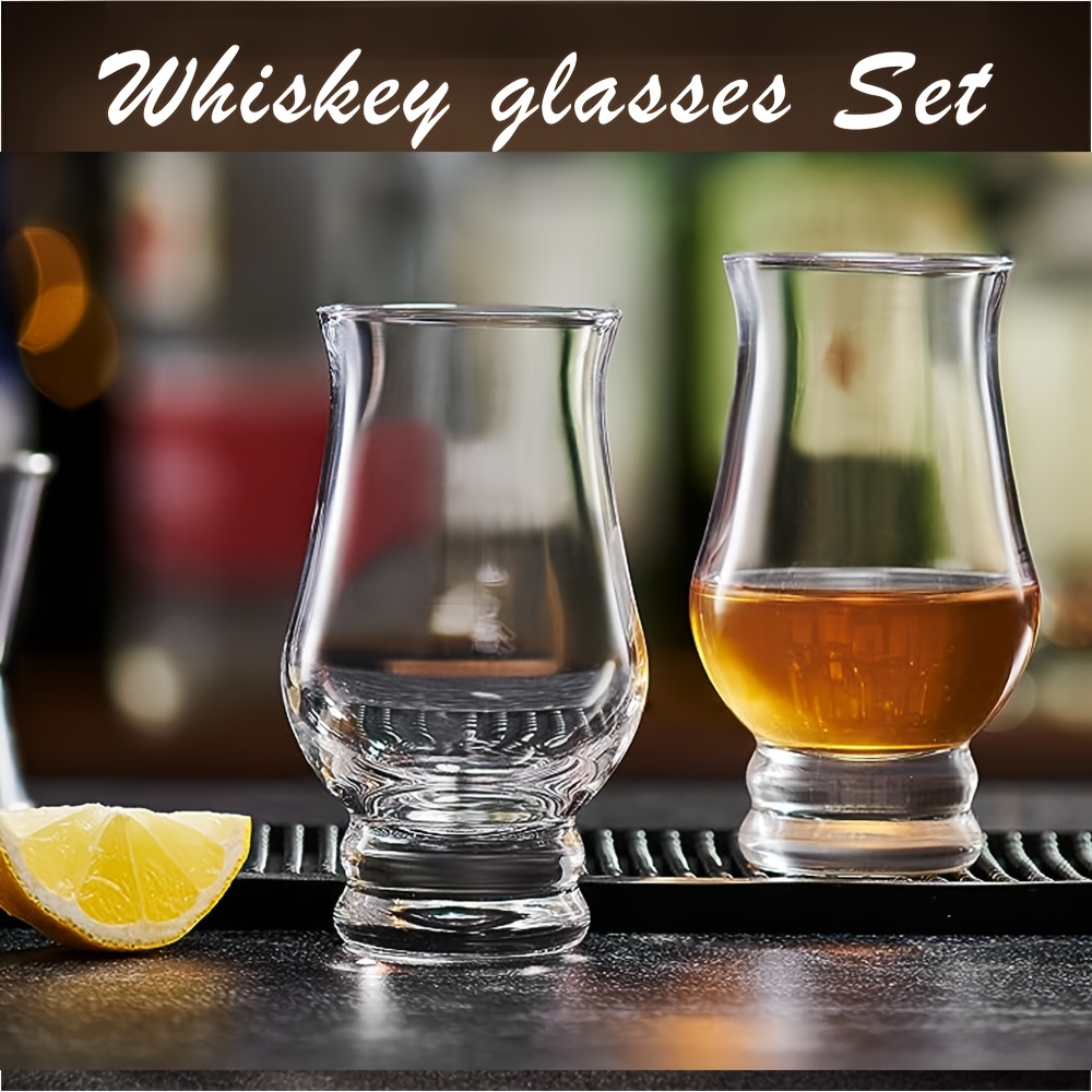 Juego de vasos de vidrio 12oz doble cara para whisky - 4 unidades