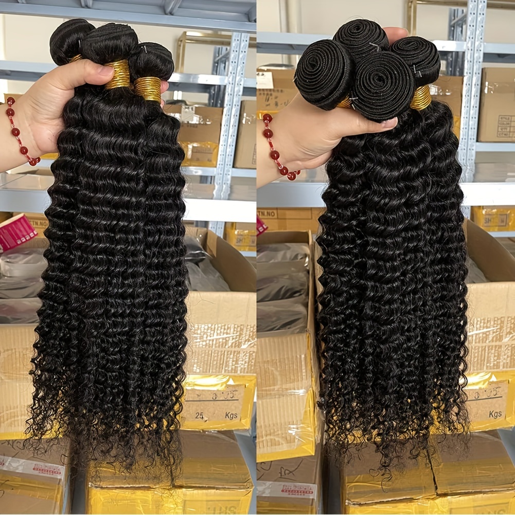 3 Bundles Deep Wave Unprocessed Virgin Weave Human Hair - Temu