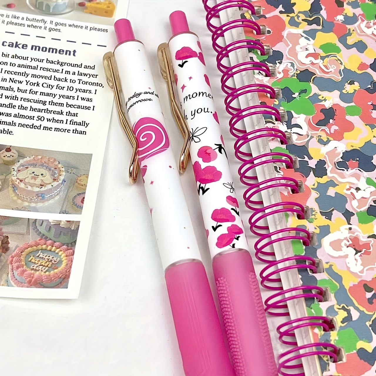 6pcs Cute Pens Black Ink Kawaii Gel Pens Japanese Stationery School  Supplies Aesthetic Stationery Pen Set Back To School