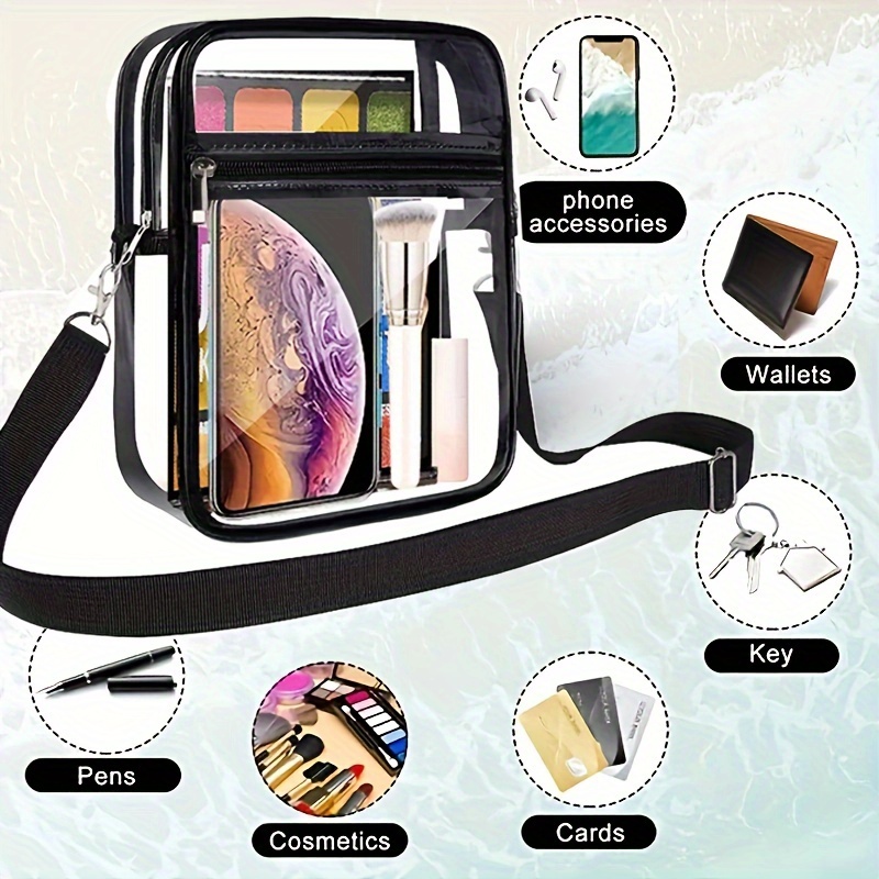 Clear Crossbody Bag, Stadium Approved Clear Bag For Concerts,sporting Event  For Women And Men Pvc Bag - Temu