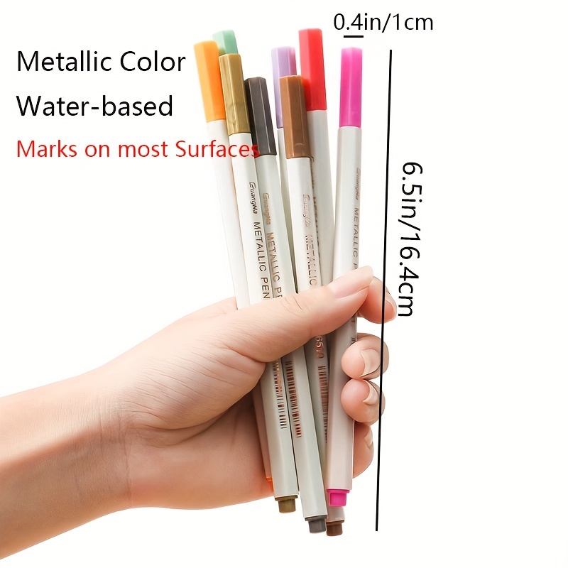 Penkacia Metallic Marker Pens Set of 5 - Water Based Safe Scrapbook Markers  for Black Paper, Rock,ceramic, card Making, Metal an