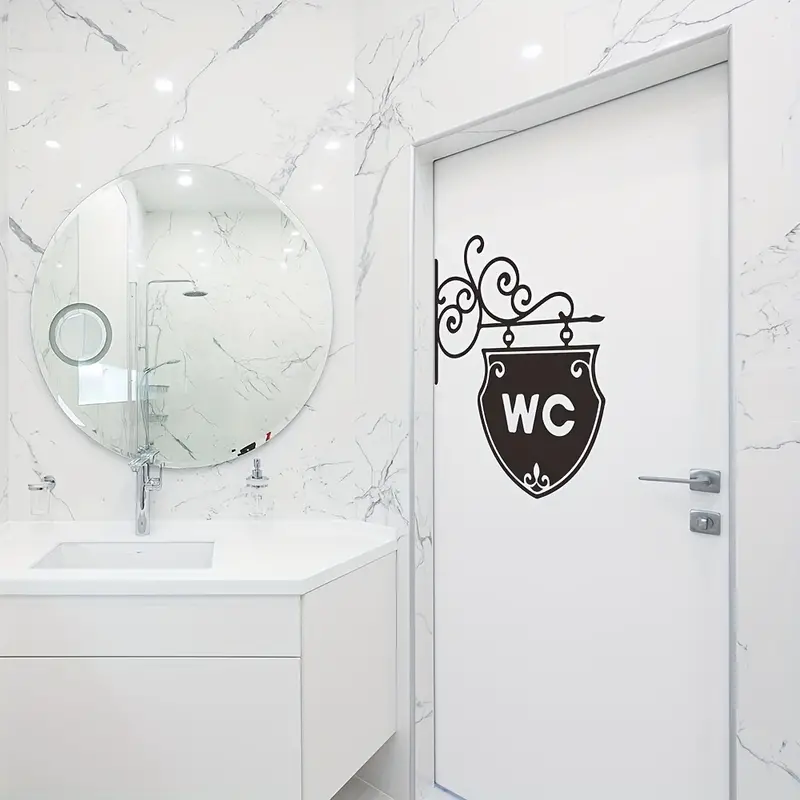 Wall Sticker Wc Toilet Black Wc Bathroom Home Decoration Pvc - Temu