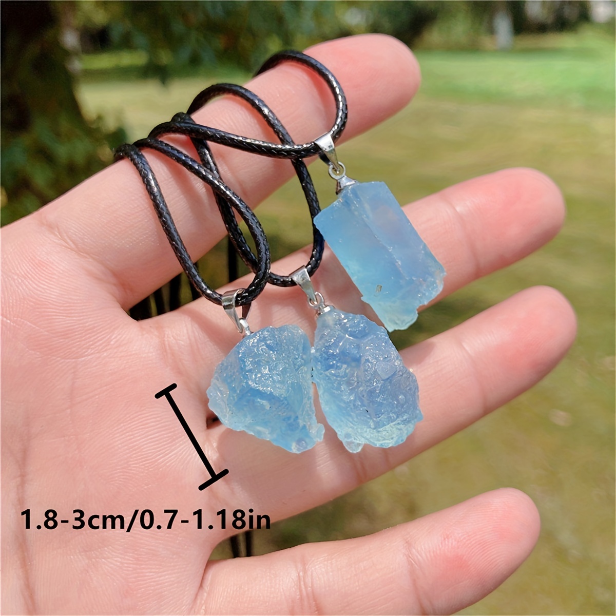 Raw Blue Aquamarine Crystal Pendant Healing Protection Women Men Necklace  Gifts