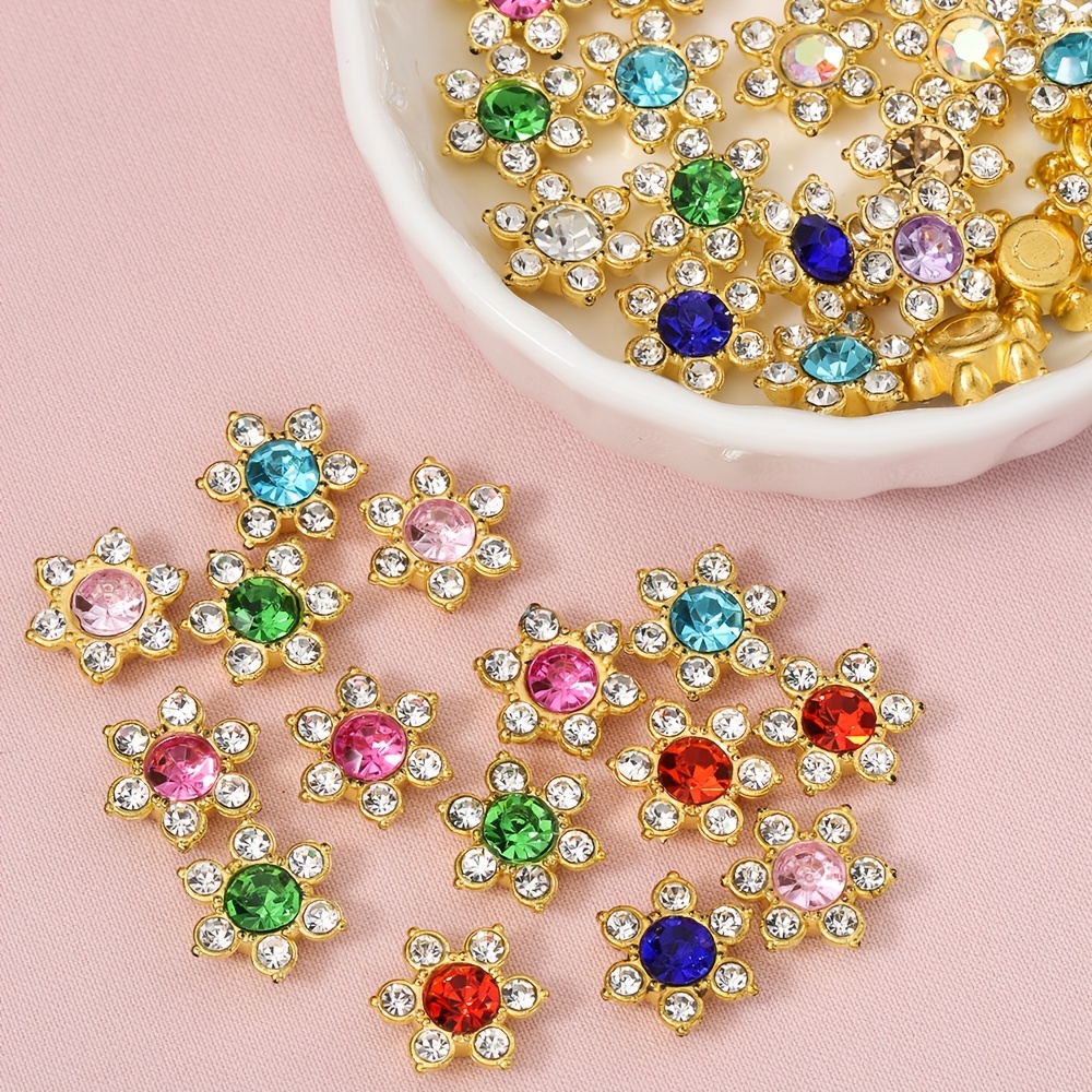  Rhinestone Buttons for Clothing Rhinestones Decorative Buttons,  Flat Back Flower Flatback Embellishments Buttons Sew on Fancy Buttons for  Crafts DIY Jewelry Making Phone