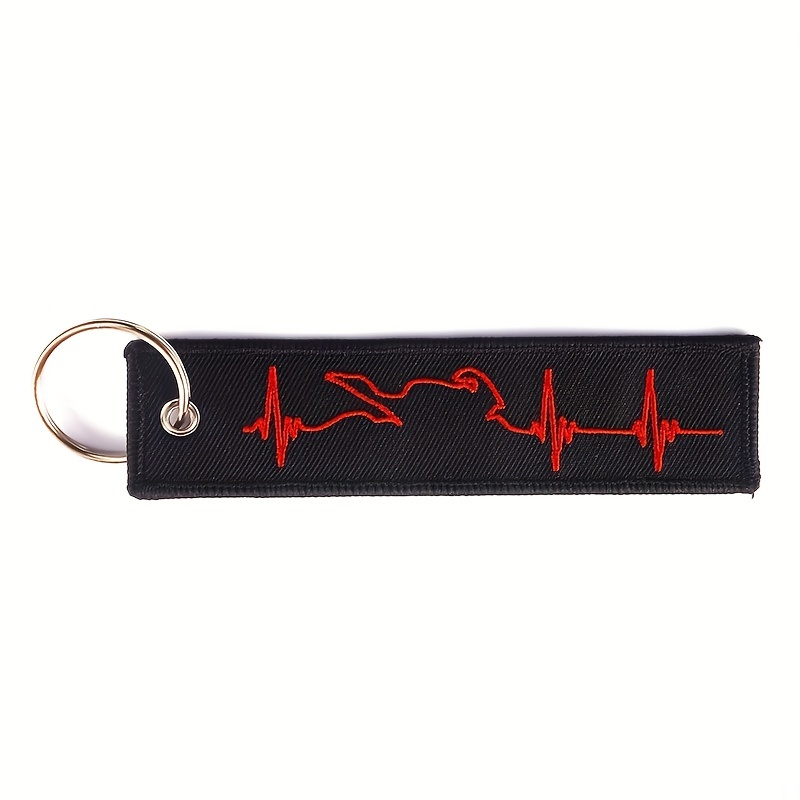 

1pc Fashion Biker Heartbeat Keychain For Motorcycles And Cars Key Chain Embroidery Key Fobs Jewelry Keychains