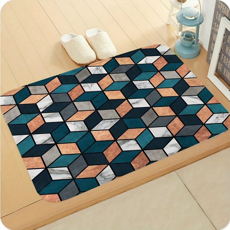 Extra Long Pebbled Pattern Bath Mat, Beige, Flannel Long Bathroom