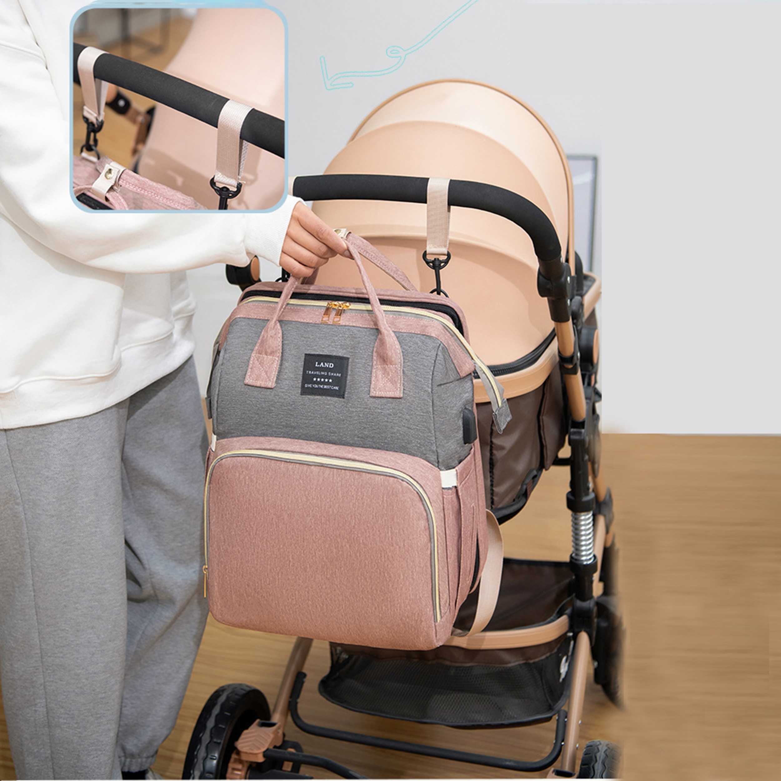 Maternity Diaper Bag Large Capacity Baby Nappy Bag With Stroller Buckle  Mommy Travel Milk Bottle Mother And Baby Bag