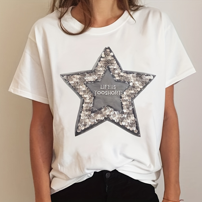 Letter Star Black Sequin Embroidery Applique Patches For - Temu