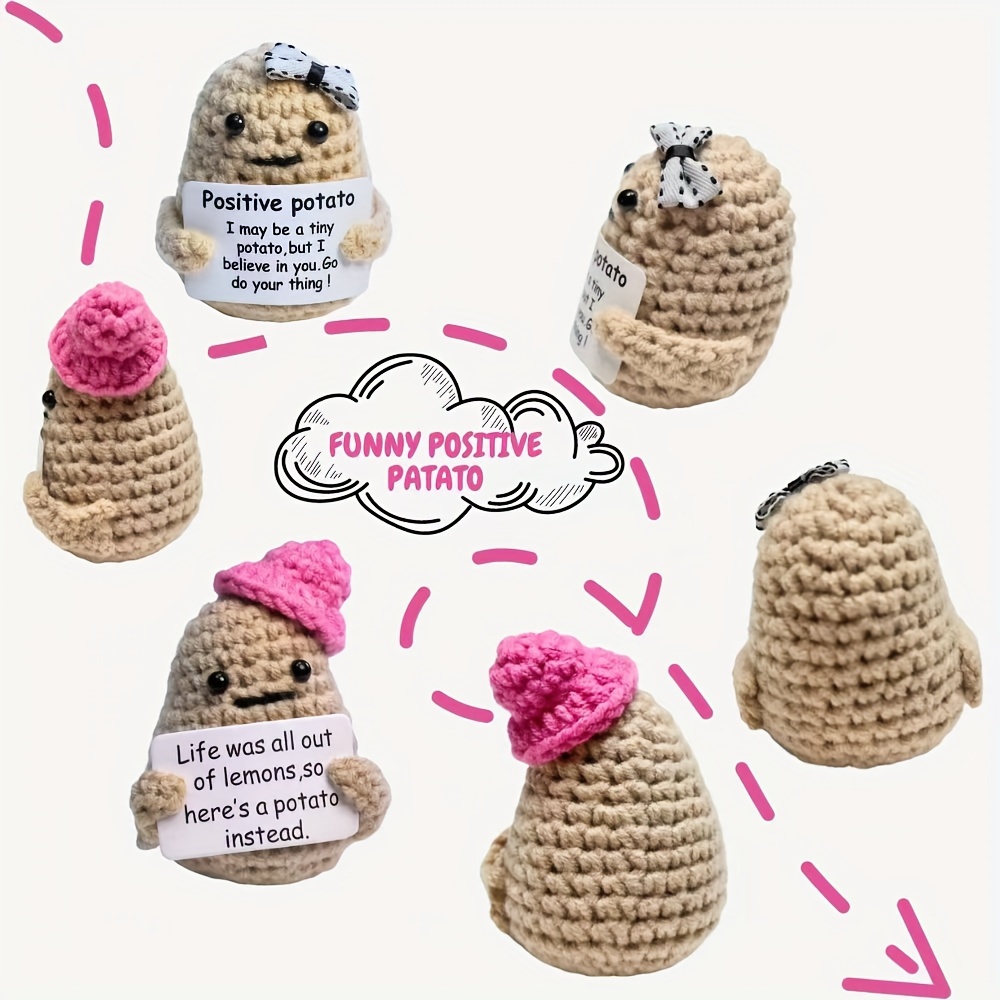Inspired Toy Gifts with Positivity Affirmation Card Cute Positive Poo  Knitted Doll for Office Xmas Holiday