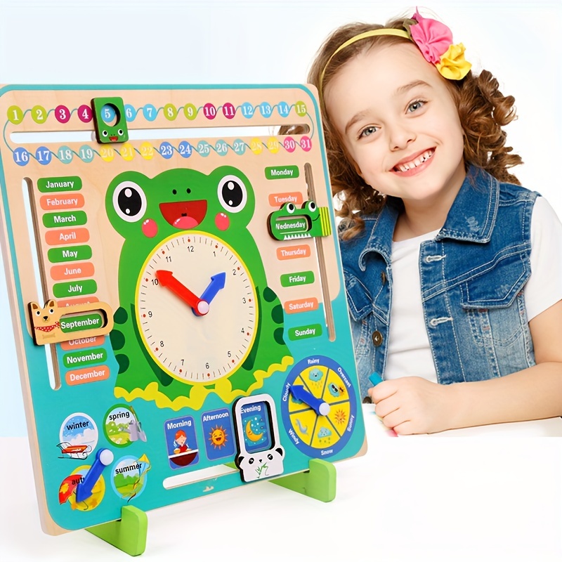 

Montessori Wooden Toys: Learning Time, Months, Weeks, Weather, Seasons, And Other Interesting Educational Clocks!