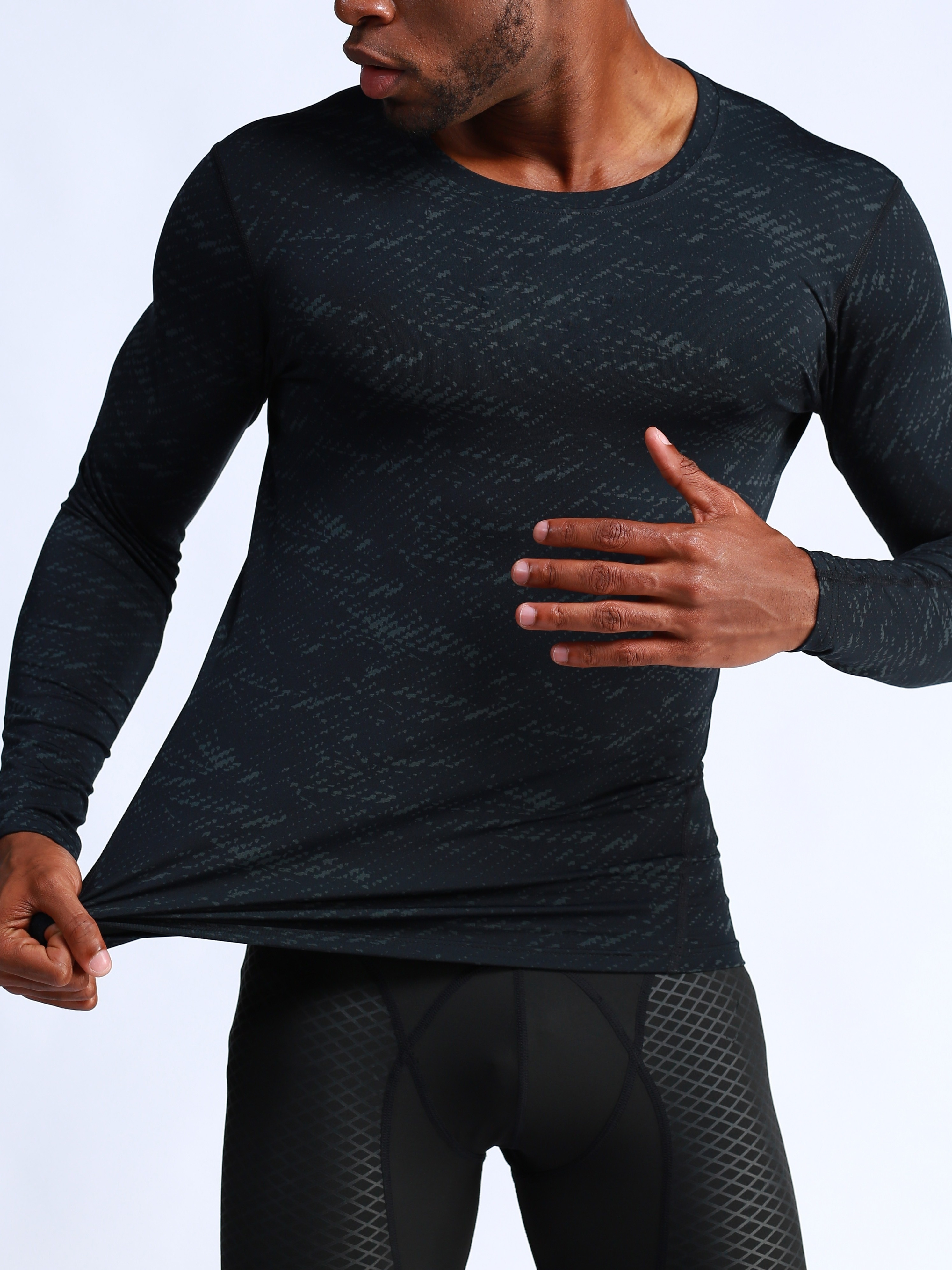 Men's Sports Running Set Compression Shirt + Pants Skin - Temu