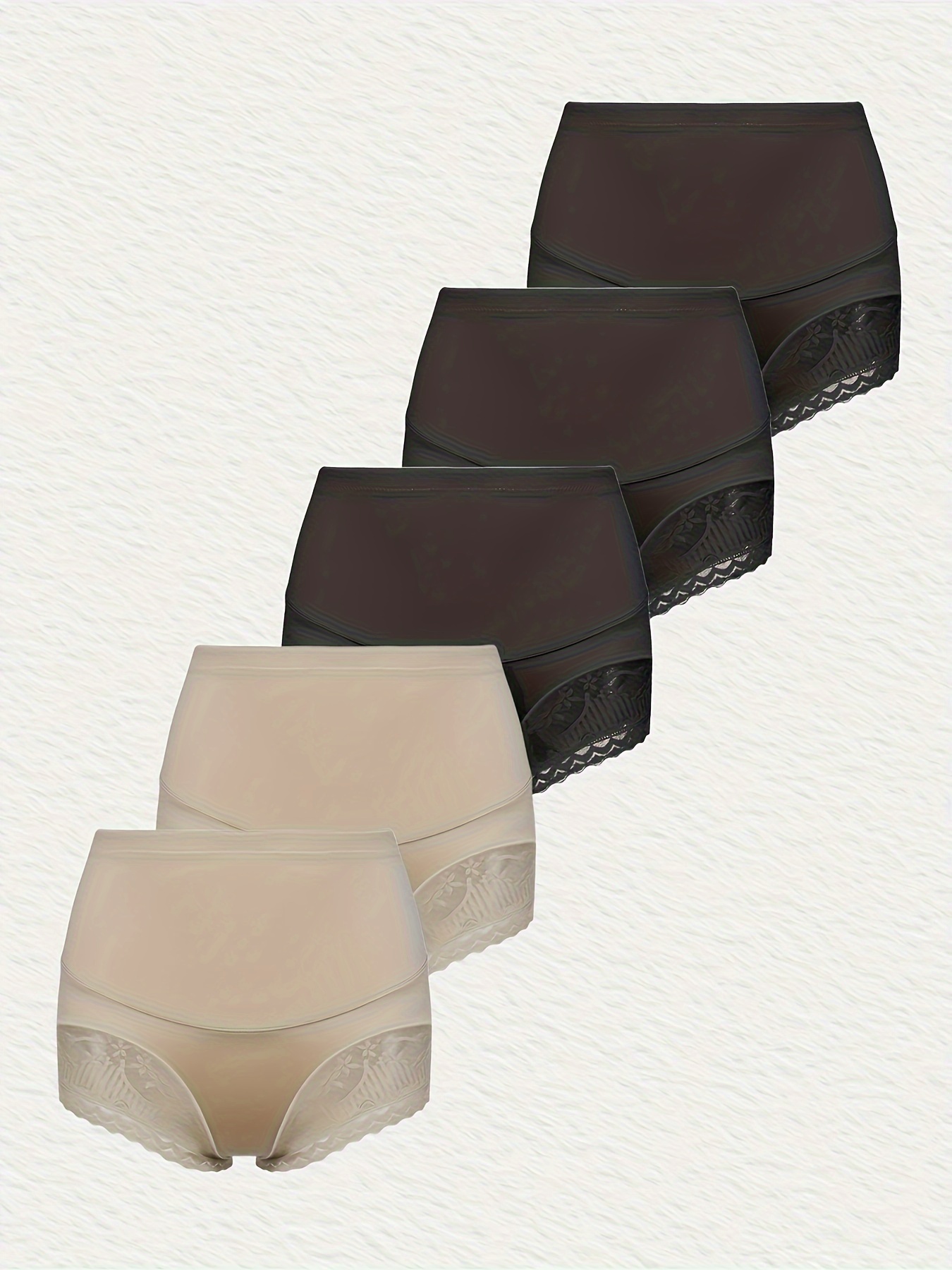 5pcs/pack Women Cotton Panties Plus Size High Waist Tummy Control