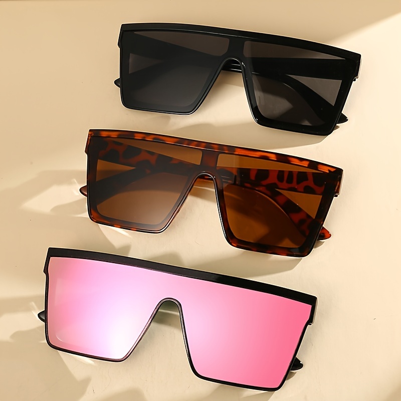 3pcs Large One-piece For Women Men Mirrored Sun Shades For Driving Beach  Travel fashion glasses