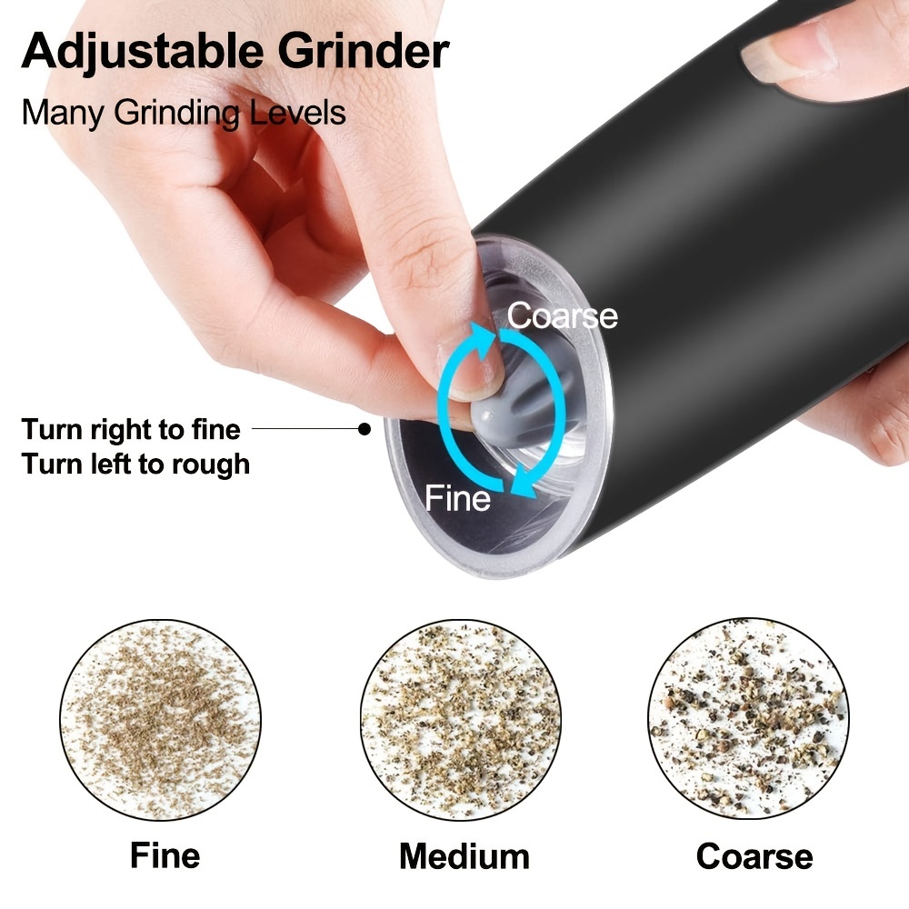  FORLIM Gravity Electric Salt and Pepper Grinder Set,  𝐔𝐩𝐠𝐫𝐚𝐝𝐞𝐝 𝟗 𝐎𝐳 𝐂𝐚𝐩𝐚𝐜𝐢𝐭𝐲, Battery Powered One Hand  Automatic Operation, Adjustable Coarseness, LED Light - 2 Pack: Home &  Kitchen