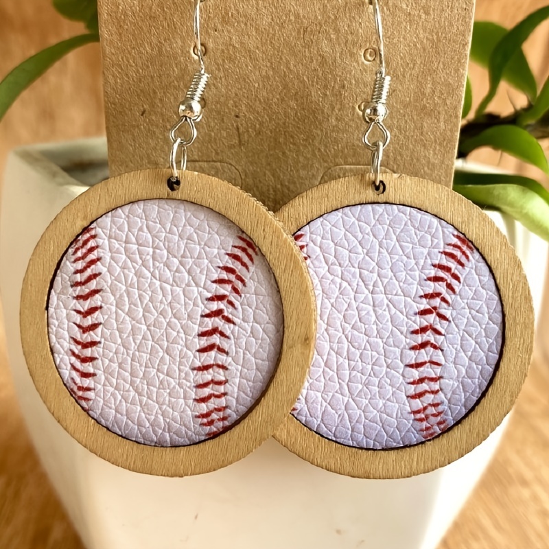 baseball leather earrings