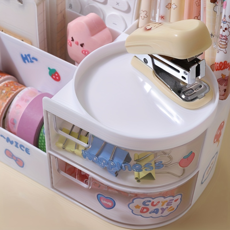 Kawaii Stationery Storage Box Desktop Makeup Organizer Hand - Temu