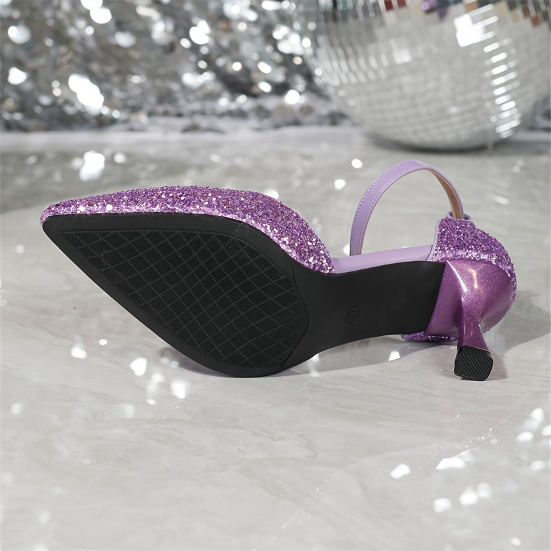 Sandals Purple Sparkly Heels Glitterati Stiletto Purple Rain INCH