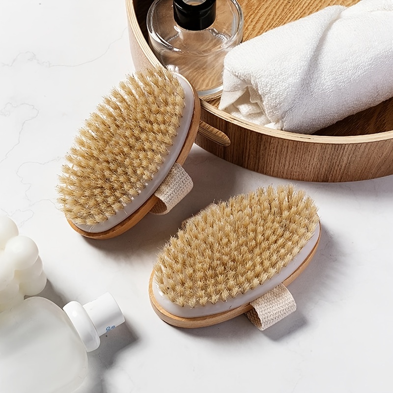 Natural Bristle Dry Brush Set For Exfoliating And Scrubbing - Temu