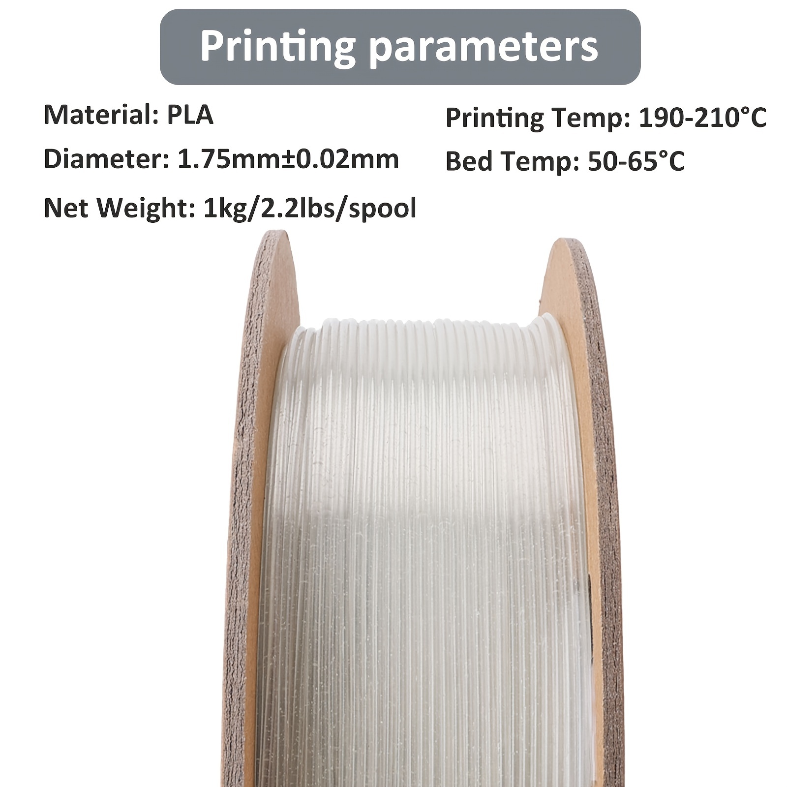Filament PLA lumineux 3D de 1 kg, filament d'impression 3D de 1,75