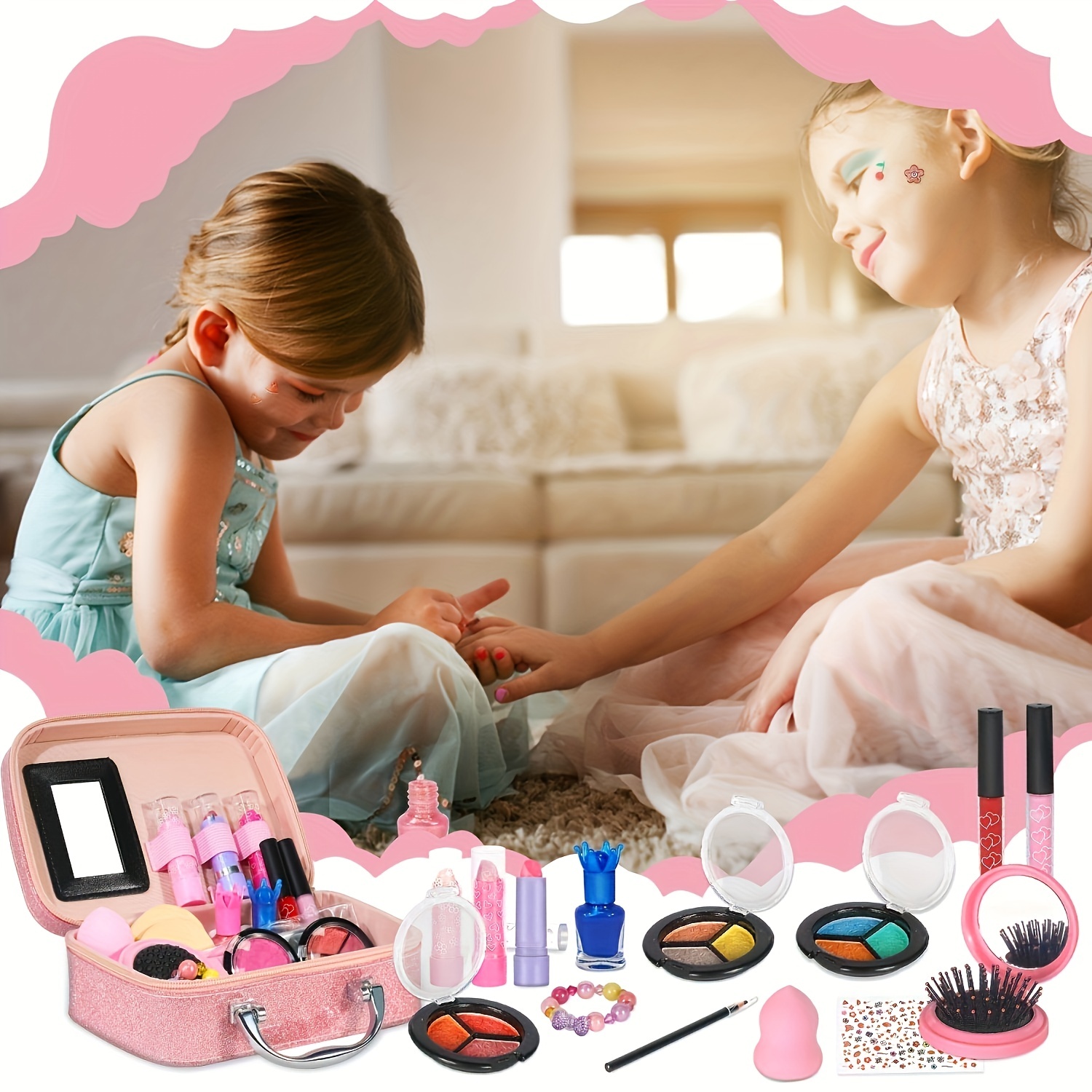 Maquillage Enfant Filles, Lavable Malette Maquillage Jouet Enfant