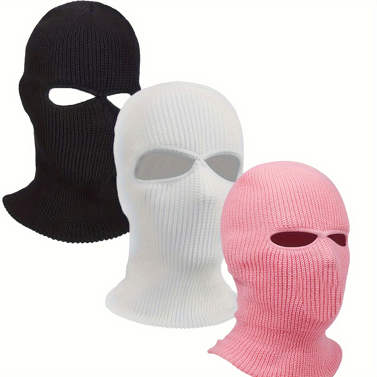 2 Packs de Masque de Ski 3 Trous Tricoté Couverture Complète Masque de  Cagoule Halloween Partie Masque de Cyclisme Bonnet pour l'Extérieur 