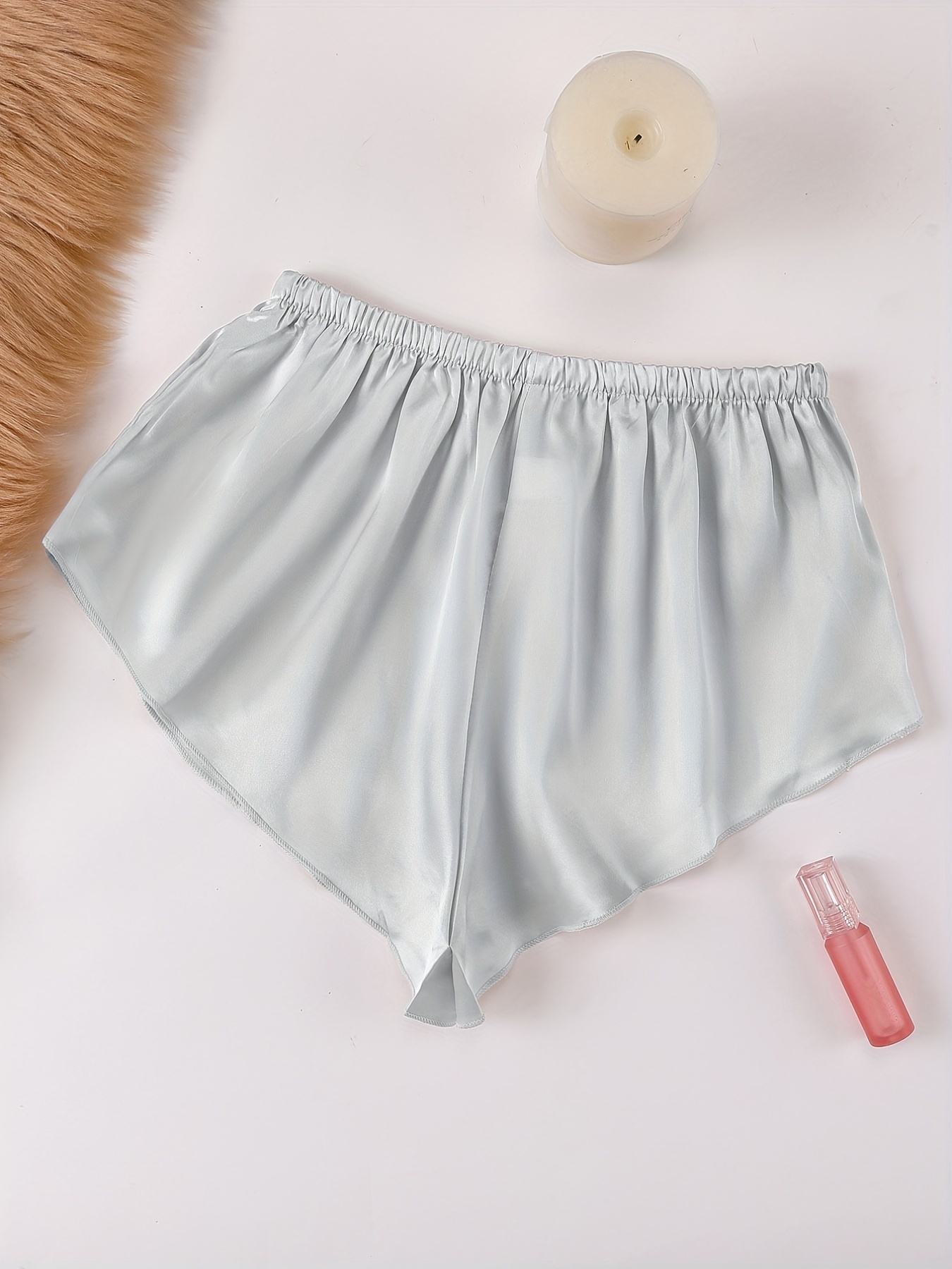 Solid Satin Sleep Bottoms Casual Comfy Elastic Waistband - Temu