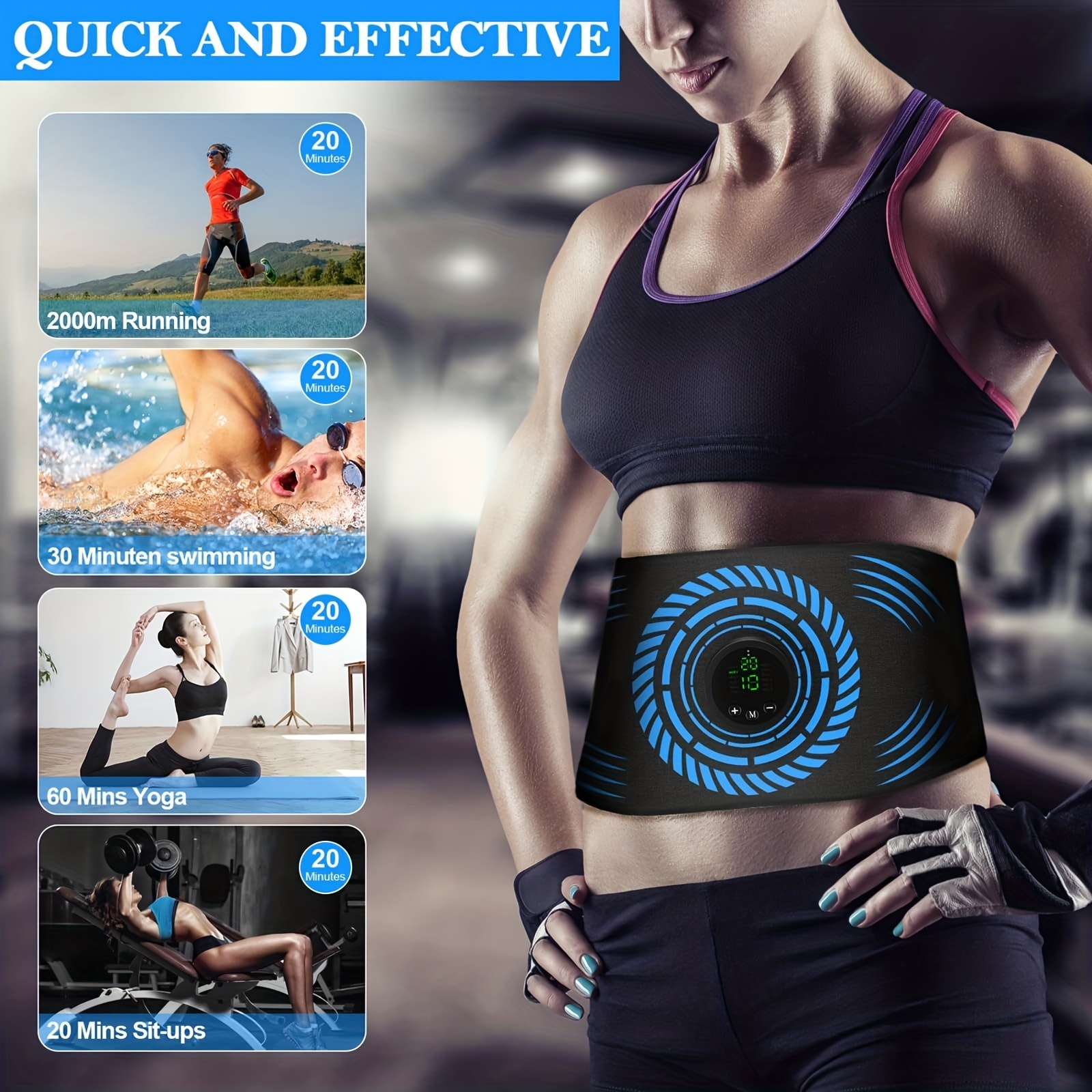 Abs Trainer, Abdominal Toning Belt Trainer, Abs Workout Equipment, ABS  Training Waist Trimmer, Ab Sport Exercise Belt for Men and Women