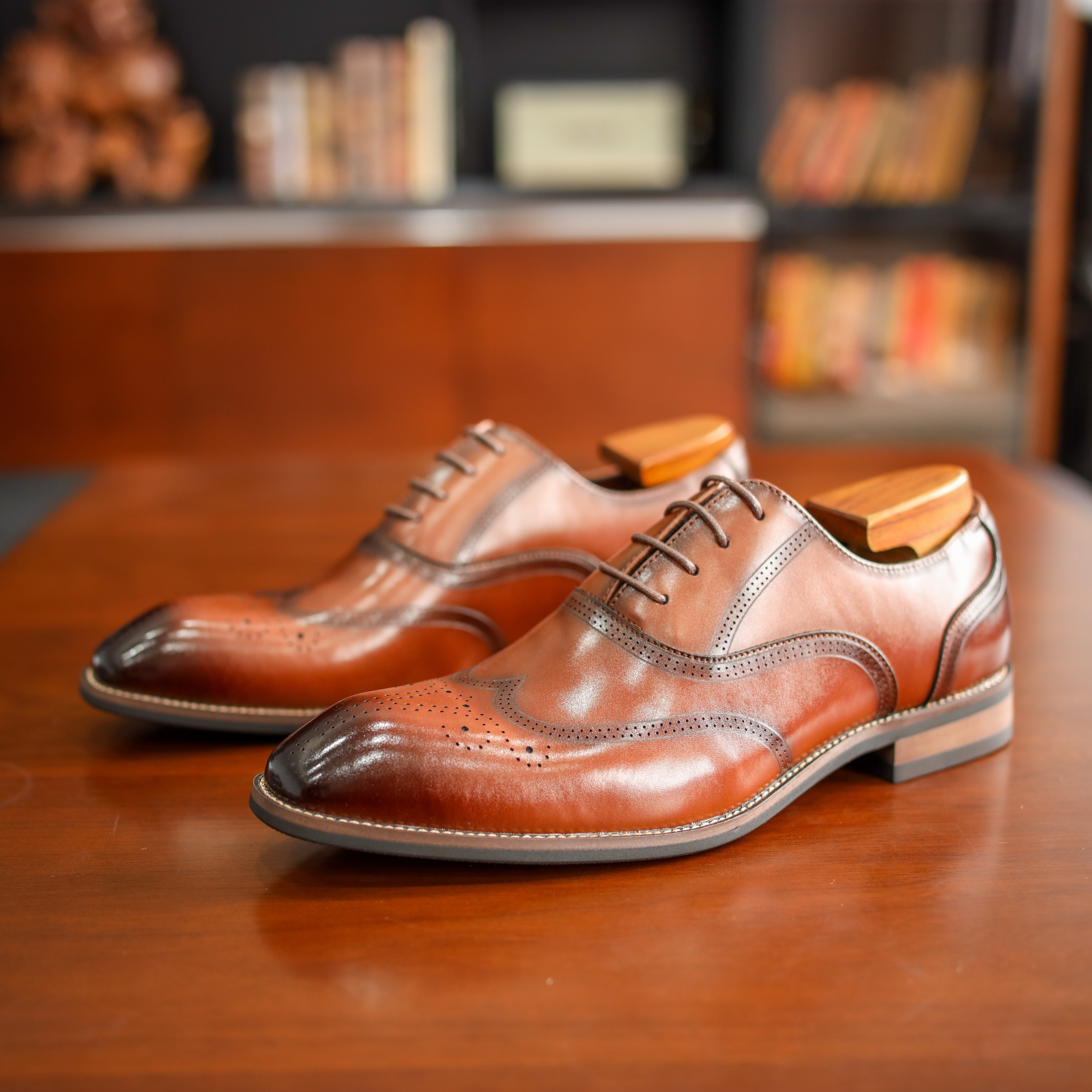 Oxford Brown and White Wingtip Shoes for Mens Italian Dress Shoes