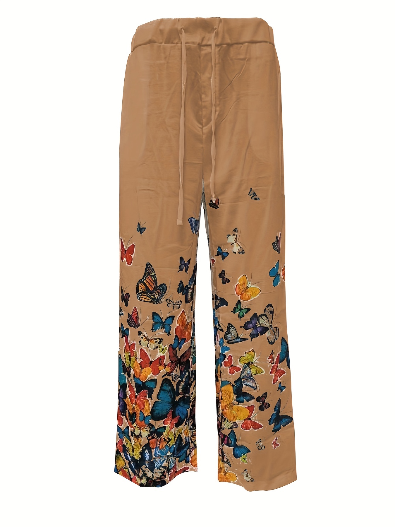 Calças de ganga retas de cintura alta com estampa floral - Temu Portugal
