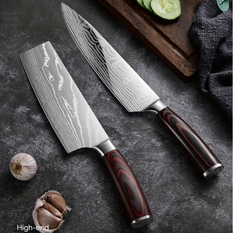 High quality Utility Chef Knives laser Damascus steel Santoku