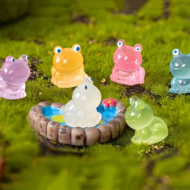 Colorful Night Glow Small Frogs Micro Landscape Decoration - Temu