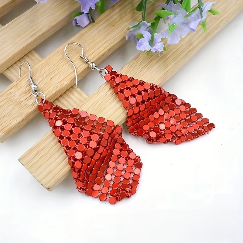Iron Checkered Tassel Drop Earrings Daily & Party Wear