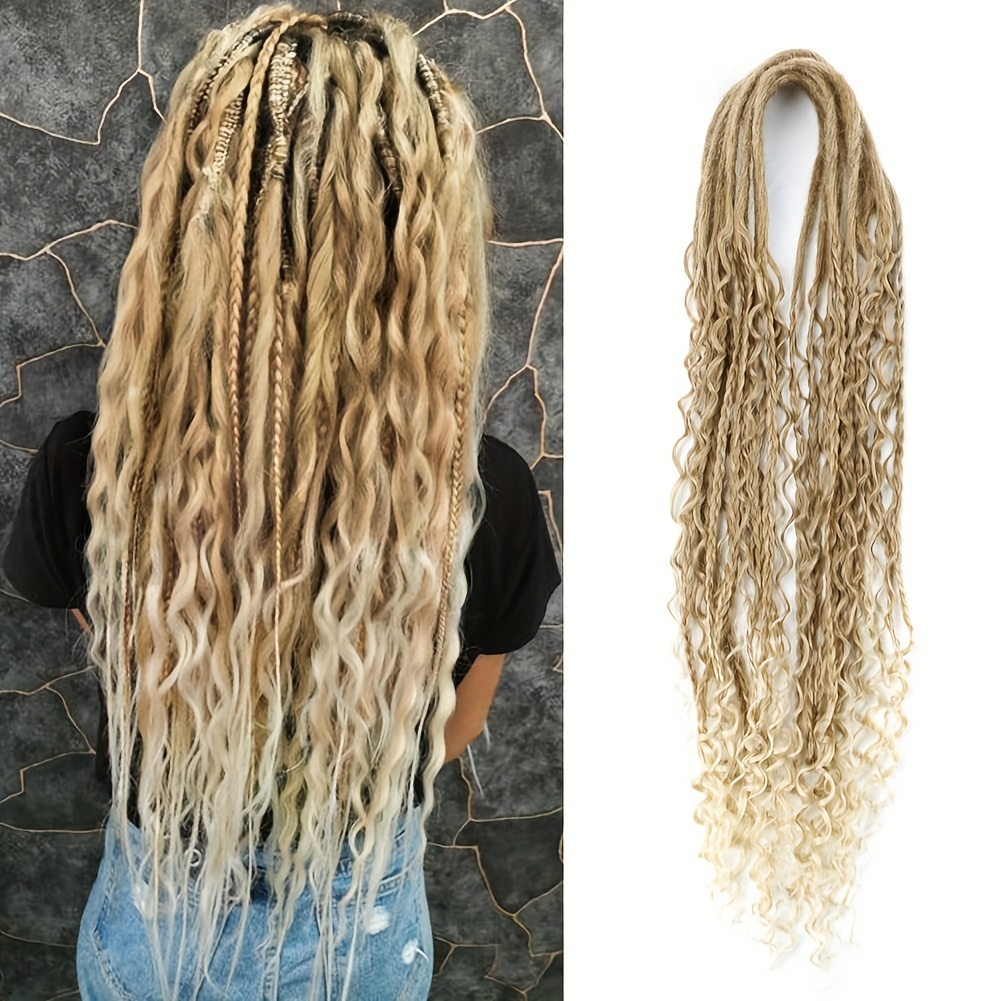 Honey Blonde 22Inch 0.6cm Thick Dreadlock Extensions,10 Stands Synthetic Crochet  Dread For Women and Man