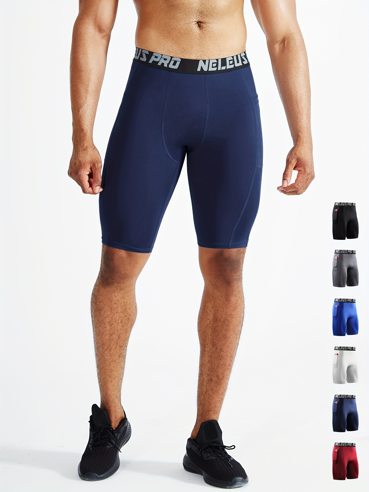 Men's Casual Plain Color High Elastic Compression Shorts - Temu