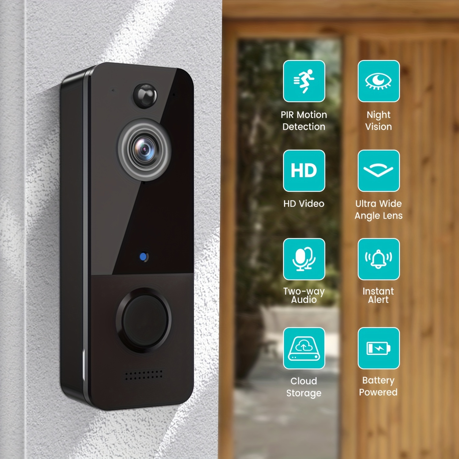 Timbre de puerta exterior Timbre inalámbrico con cámara Cubierta a prueba  de agua Alarma antirrobo Timbre de video inteligente Wifi 2.4g Seguridad  para el hogar