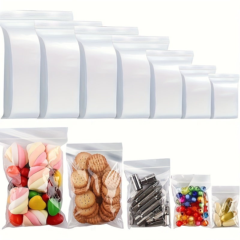 100Pcs Plastic Transparent Reclosable Bags Jewelry Food Snacks