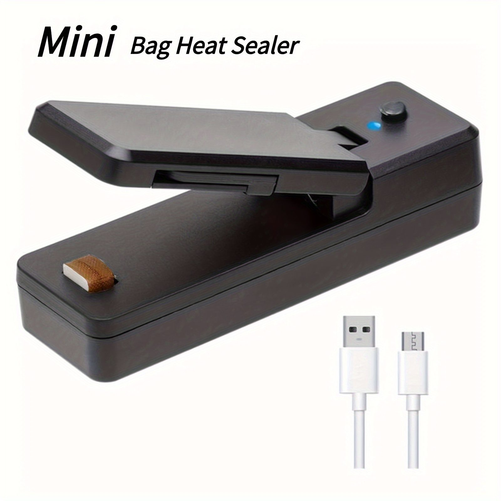  Mini Chip Bag Sealer - 2 In 1 Heat Sealer and Cutter - 400 mAh  Rechargeable Sealer USB Type c Cable Include - Gray: Home & Kitchen