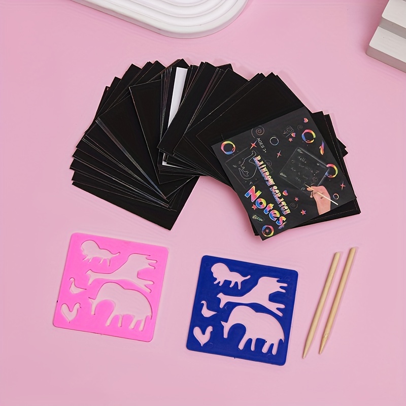 Rainbow Scratch Art Magic Paper Set For Girls boys Coloring - Temu