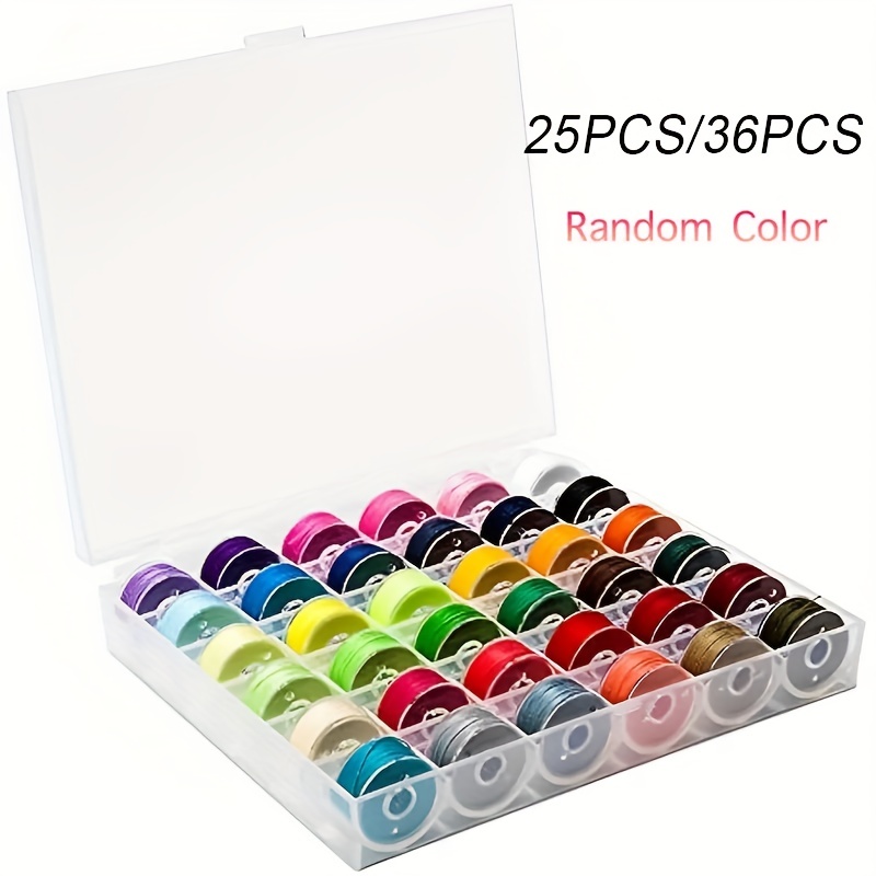 25pcs/36pcs Mini Colorful Thread Transparent Plastic Bobbins Sewing Machine  Bobbins And Sewing Needles Set With Storage Box