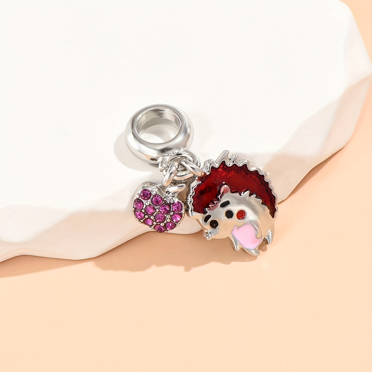 Creative Colorful Diamond Bear Acrylic Keychain Cartoon Transparent Beads  Pendant Key Holder Leather String Bag Charm