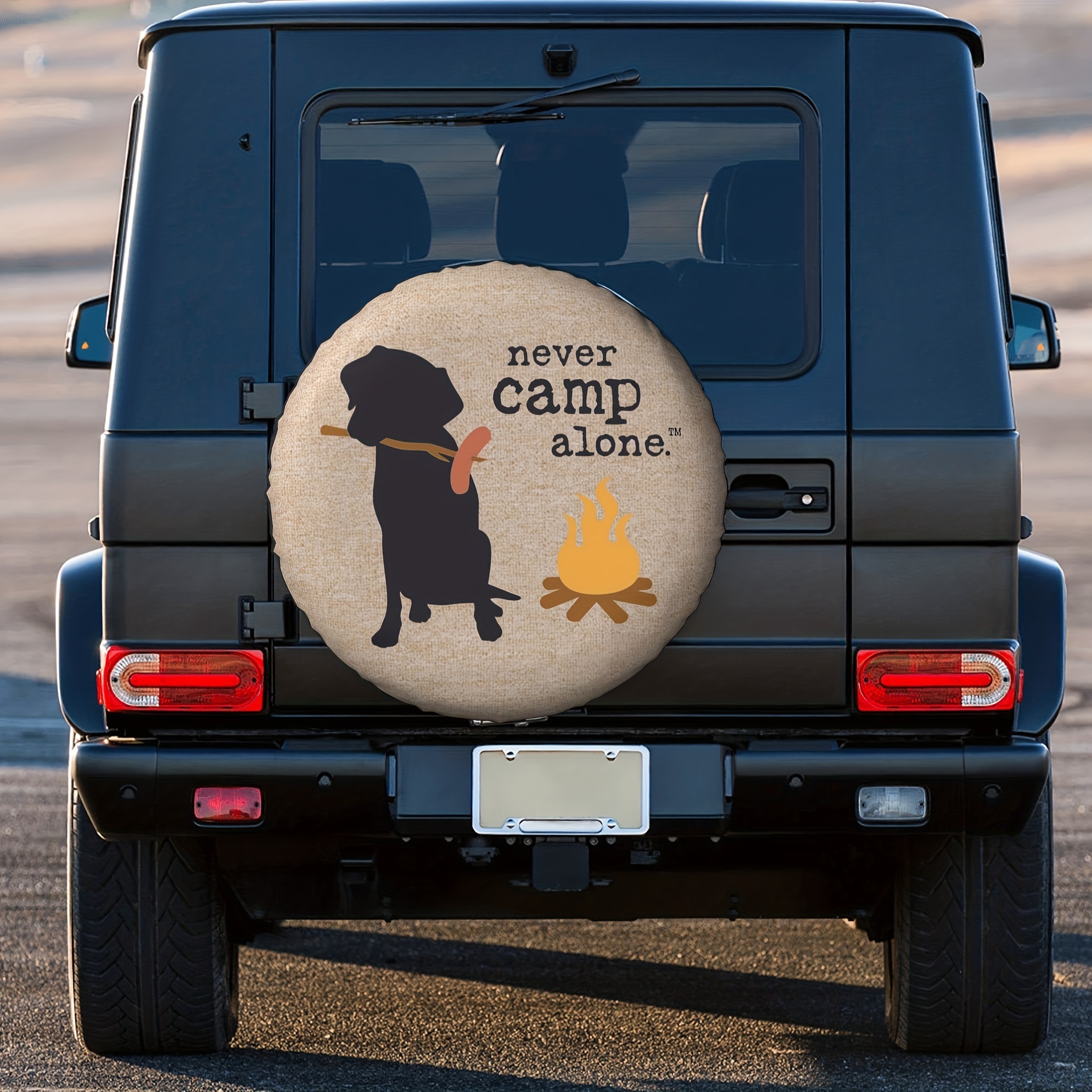 Never Camp Alone Dog Spare Tire Cover Weatherproof Dust-proof Universal For  Rv Suv Trailer For Wrangler And Many Vehicle Temu