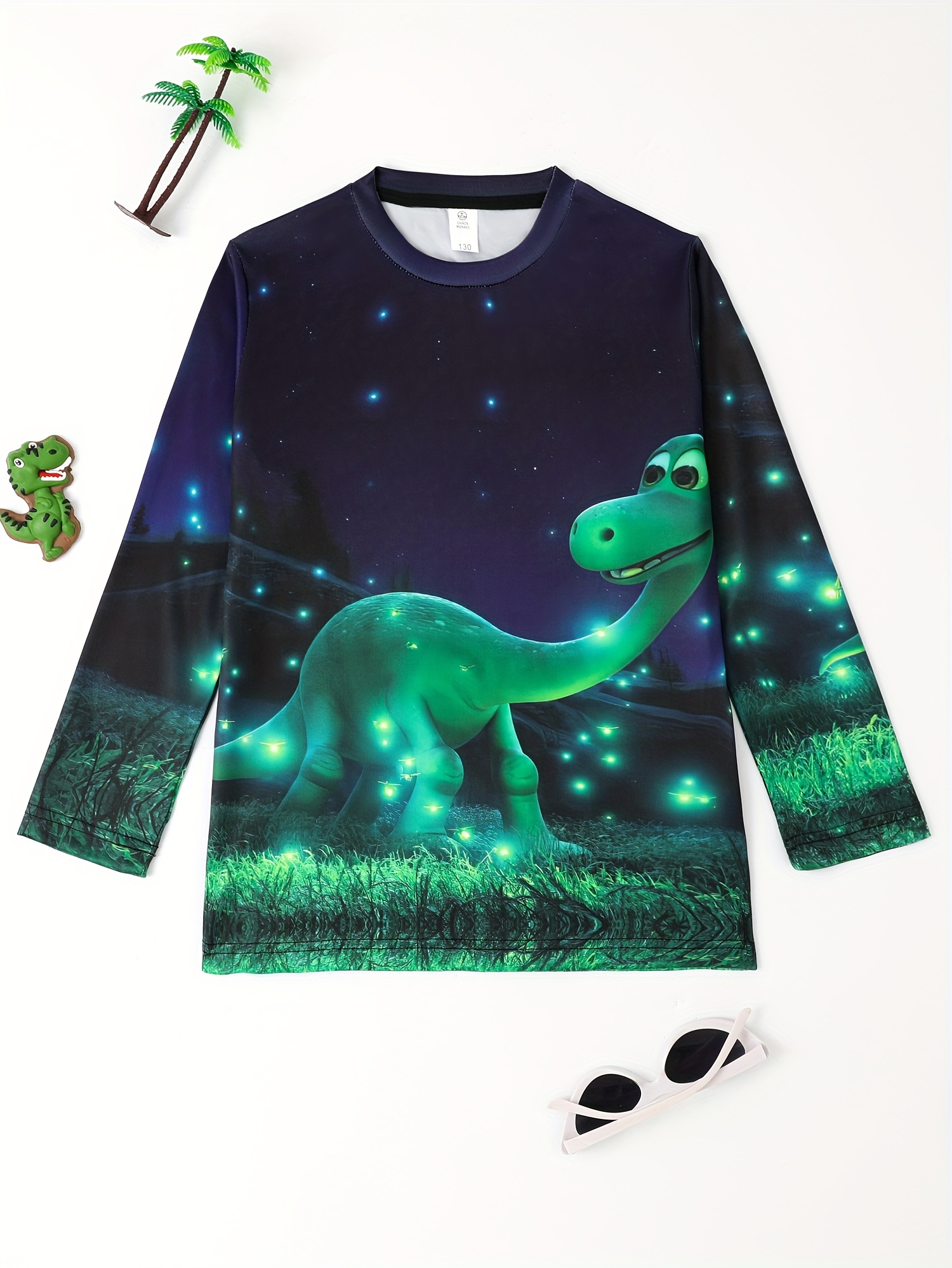 3D Dinosaur Kid's Pullover Long Sleeve Top For Spring Fall Winter