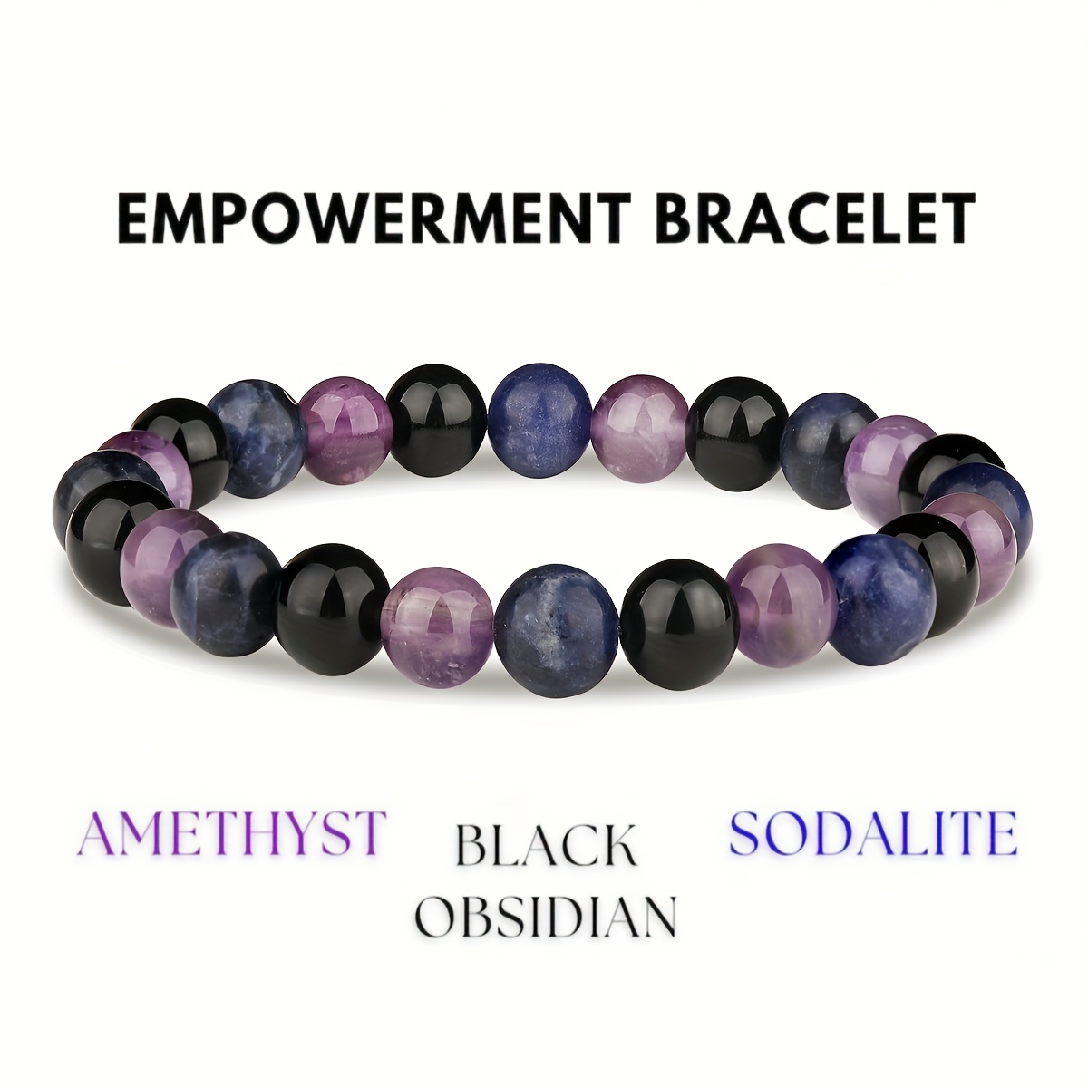 Protection Amethyst Bracelet Black Obsidian Sodalite Combo - Temu
